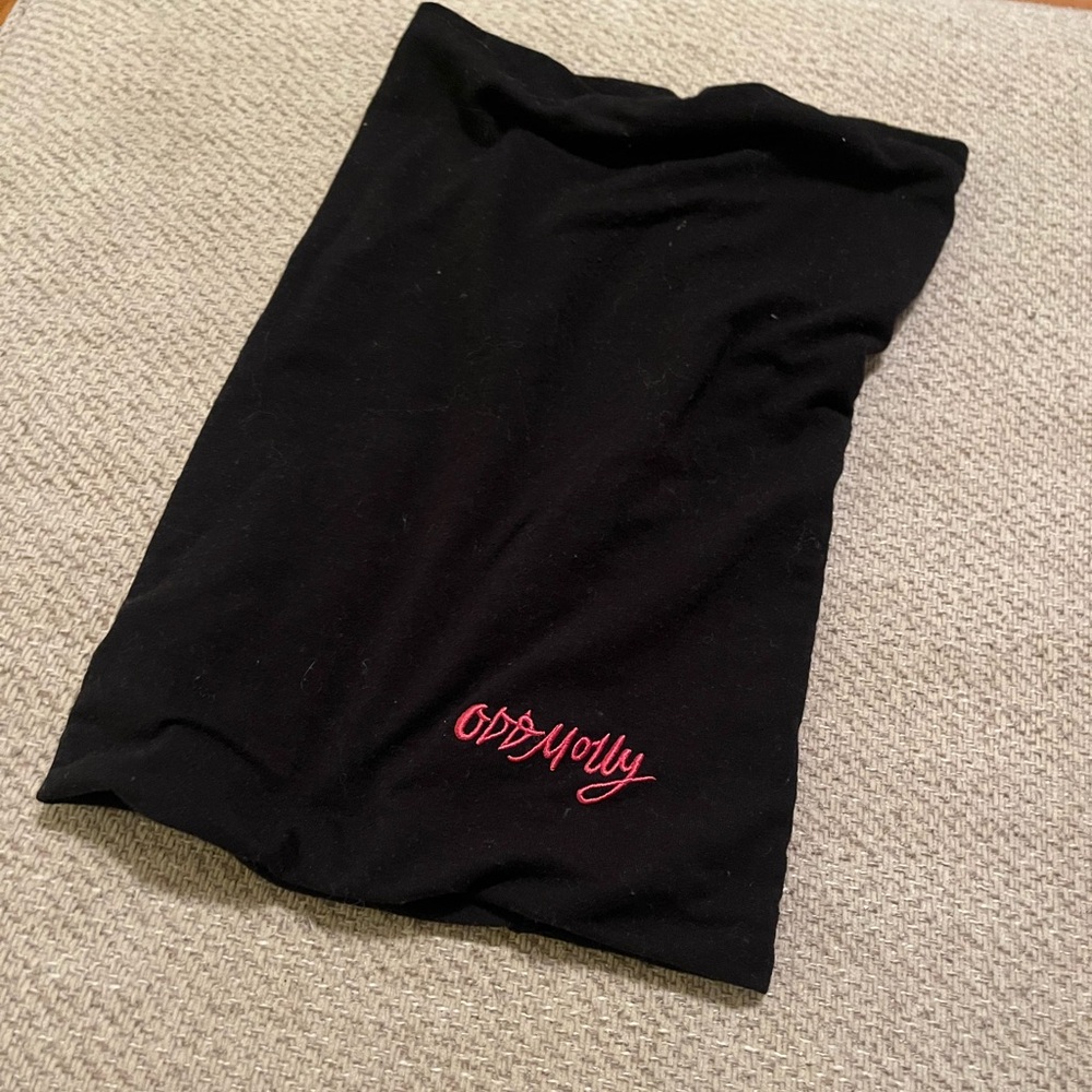 Odd Molly Black Pencil Skirt with Pink Logo